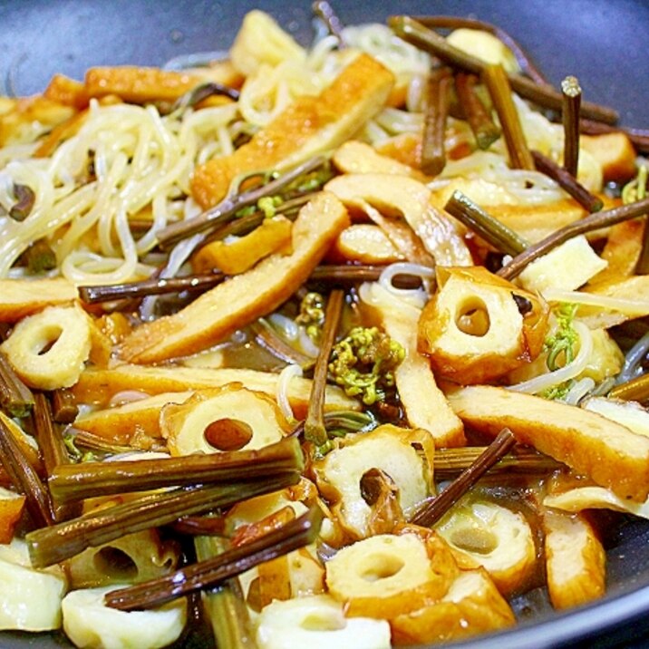 わらびとしらたきの薄味煮